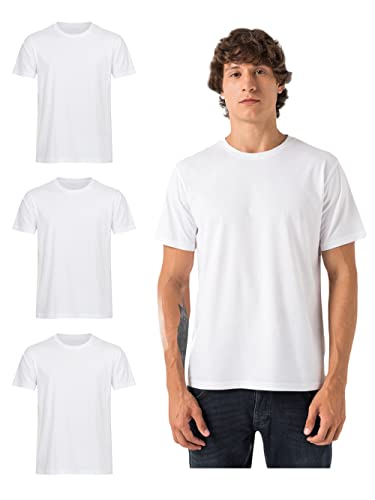 Burnell & Son Tshirt Herren 3er Pack aus 100% Baumwolle Regular Fit Basic Männer T-Shirt Set (S-5XL) Weiss XL