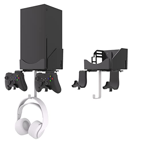 Hosanwell Wandhalterungs für Xbox Series X, Halterungs Wand für Xbox Series X Konsole und Controller und Kopfhörer, Halter mit Rutschfester Matte, Ladekerbe für USB Kabel Erhältlich