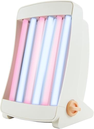 Efbe GB 906 C Gesichts-Solarium für Zuhause, Bräuner mit 6 UVA-Röhren mit rosa und blauem Licht, Made in Germany, Inkl. 2 Schutzbrillen & Tragegriff, 90W