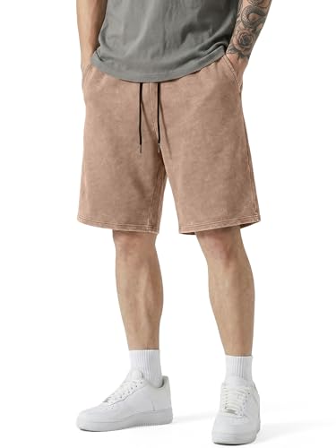 JMIERR Kurze Hosen Herren Baggy Baumwolle Washed Shorts,Khaki 3XL