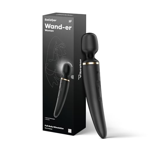 Satisfyer Wand-er Woman Massagestab mit 50 Vibrations-Modi | Sex-Spielzeug stark & leise | Elektronische Körpermassage für Frauen & Männer | Kleiner Ganzkörper Vibrator | Farbe Schwarz