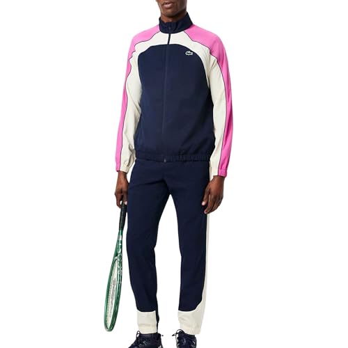 Lacoste Stretch Trainingsanzug Herren - WH8973, Farbe:marine-weiß-rosa HI6, Textil:XXL