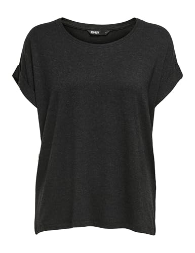 ONLY Damen Onlmoster S/S O-Neck Top Noos JRS, Dark Grey Melange, L