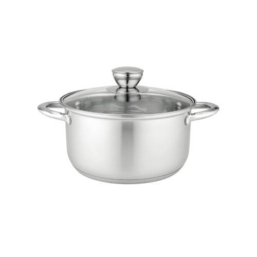 Florina Matteo 16 cm 1,9 L Edelstahltopf mit Glasdeckel | Für Induktion, Gas, Elektro, Ceran | Messskala innen | Spülmaschinengeeignet | Hitzebeständiger Deckel | Langlebig & robust