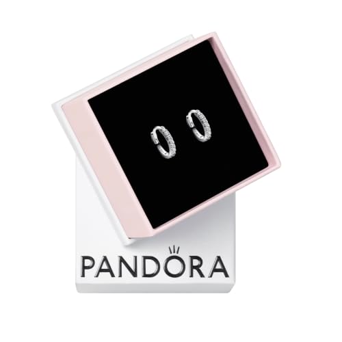 PANDORA Timeless Funkelnde Huggie Ohrringe aus Sterling Silber mit Zirkonia, 293015C01