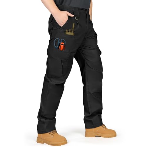 IGOLUMON Arbeitshose Männer Cargohose Herren Stretch Hose Herren Elastische Taille Taktische Hose Outdoorhose mit Vielen Taschen Wanderhose