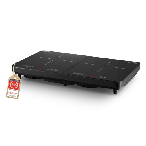 TZS First Austria - Induktionskochplatte doppelt - 3500W - 2er Glaskeramik-Herdplatte - 10 Leistungsstufen, Timer, Kindersicherung, LED-Display, Touch-Bedienung, Überhitzungsschutz - Camping, mobil