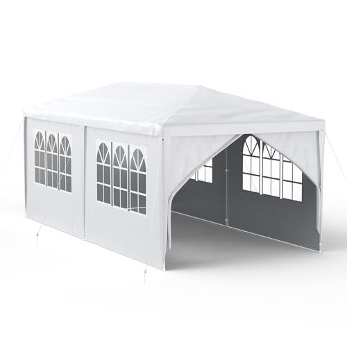 HENGMEI Pavillon 3x6m Partyzelt Gartenzelt mit 6 Seitenteilen Weiß