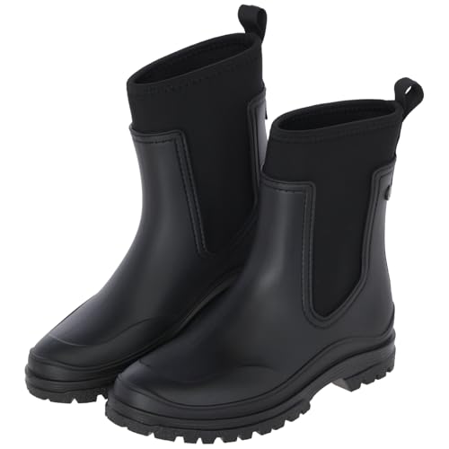 RL24 - Gummistiefeletten von Covalliero – Regenstiefeletten für Stall & Alltag – Gummistiefel Damen halbhoch – Pull-On Regenschuhe – wasserdichte Rain Boots in Schwarz – Gr. 38