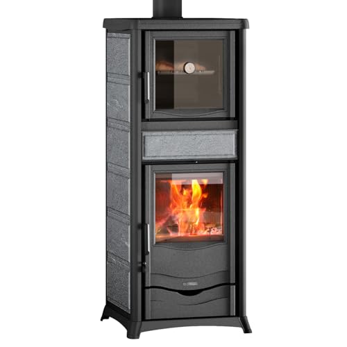La Nordica Rossella Plus Forno 165 Speckstein Kaminofen 9,4 kW Holzofen mit Backfach Ø130 mm Rauchrohranschluss Oben externer Zuluftanschluss