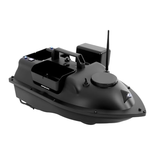 ACLICE Futterboot mit GPS 500m Reichweite, 3 Fächer Köderboot RC Boot mit LED Nachtlicht, 2kg Tragfähigkeit, ABS Angelköderboot Ferngesteuert für Angeln, Schwarz