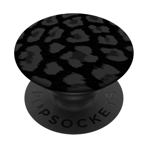 Leopard Muster Print Gepard Ähnliches Tier Schwarz Grau PopSockets Klebender PopGrip