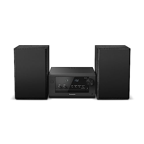 Panasonic SC-PM704EG-K Kompaktes Micro HiFi Stereosystem mit CD, DAB+/FM Radio, USB und Bluetooth, 80W Lautsprechern, Bassregelung, Schwarz