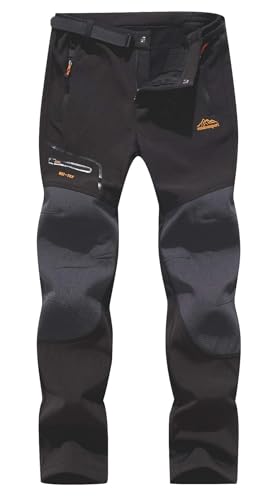 BenBoy Herren Wanderhose Wasserdicht Softshellhose Skihose Outdoorhose | Winddicht Warm Gefüttert Snowboardhose Winter Trekkinghose（Schwarz,M）