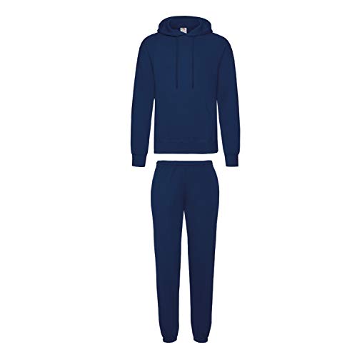 2er-Set Fruit of the Loom Hausanzug Sportanzug Jogginghose & Kapuzensweatshirt (M, Navy)