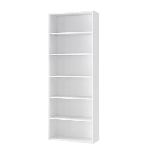 VASAGLE Bücherregal 6 Ebenen, Standregal, Aufbewahrungsregal, verstellbare Einlegeböden, für Wohnzimmer, Homeoffice, Schlafzimmer, wolkenweiß LBC166T14