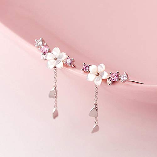 Silber Farbe Mode Blume Kirschblüten Design Dame Frauen Ohrringe Schmuck Geschenk