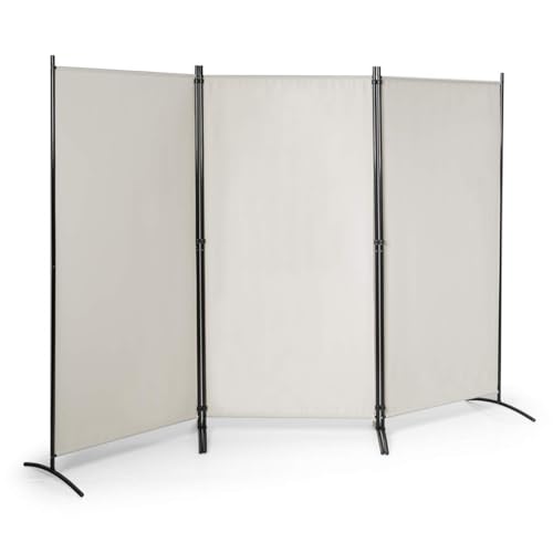 FANTASK 260 x 183cm Raumteiler, Paravent 3 teilig klappbar, Trennwand Wandschirm aus Metall & Polyester, Sichtschutz Room Divider Innen für Zuhause Büro Terrasse, Extra breit