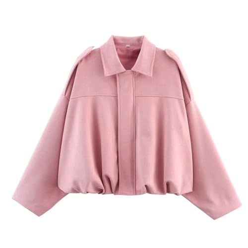 Wildlederjacke Damen Casual Pilotenjacke Kurze Lederjacke Klassisches Look Blouson Lederimitat Motorrad Cord Mode Jacke Bikerjacke Wildlederjacke Damen Kurz Übergangsjacke Streetwear Kunstwildleder