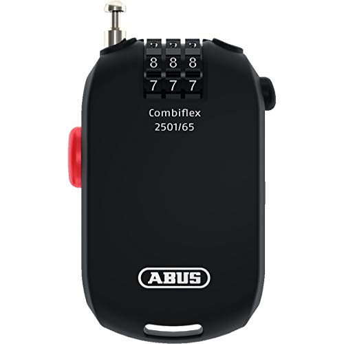 ABUS Spezialschloss Combiflex 2503/120 - Geeignet als Gepäcksicherung, Skischloss, Helmsicherung - 120 cm Stahlkabel - mit Zahlencode - Schwarz
