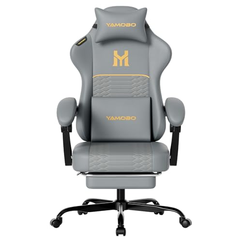 YAMOBO Gaming Stuhl Ergonomisch Gaming Chair für Büro&Computer PU Grau