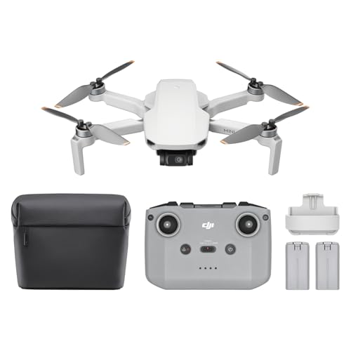 DJI Mini 4K Kameradrohnen-Set, 4K-UHD-Kamera, Gewicht < 249 g, 3-Achsen-Stabilisierung, 10 km Übertragung, Auto-Return, max. 62 min Flugdauer im Paket mit 2 Akkus, QuickShots