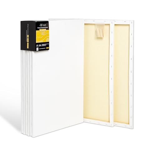 Elan Keilrahmen Leinwand 40x60 380g 6er Set, 380 G/M² 100% Baumwolle Leinwand zum Bemalen, Leinwände für Ölfarben, Leinwände zum Bemalen