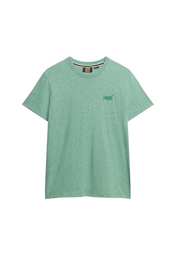 Superdry Herren Essential T-Shirt aus Bio-Baumwolle mit Logo Leuchtend Grün Gesprenkelt L