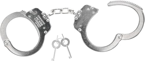 Perfecta Handschellen HC 500, echte Profi Stahl-Handschellen Carbon, Polizei und Security Ausrüstung, inkl. Tasche mit Gürtelschlaufe