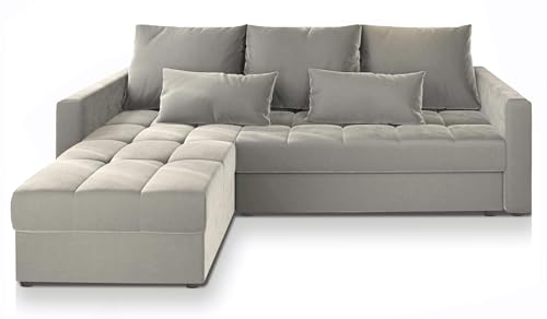 Masseno Ecksofa KOS PIK mit Schlaffunktion L-Form, Sofa mit Bettkasten, Wohnzimmersofa, Couch, Soffa, Bettsofa, Couchgarnitur- Beige, Paros 02