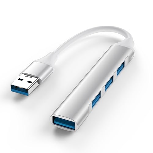 Tobfit USB Hub 3.0, Multiport Hub 4 Ports USB Adapter für MacBook/iPad Pro, iMac, Surface Pro, PC, Laptop, Tablets, Tastatur, Maus, Flash Drive, Mobile HDD 8cm(USB)
