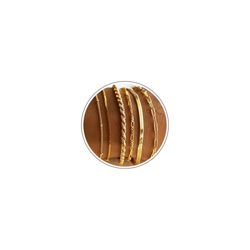 Tewiky Armband Set für Damen, 14K Gold Schlange Ketten Armbänder