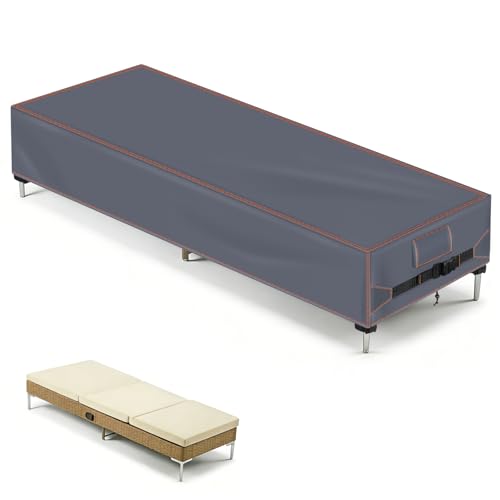Khongoo Gartenliege Abdeckung, 210x75x40cm Schutzhülle Gartenliege, Grau
