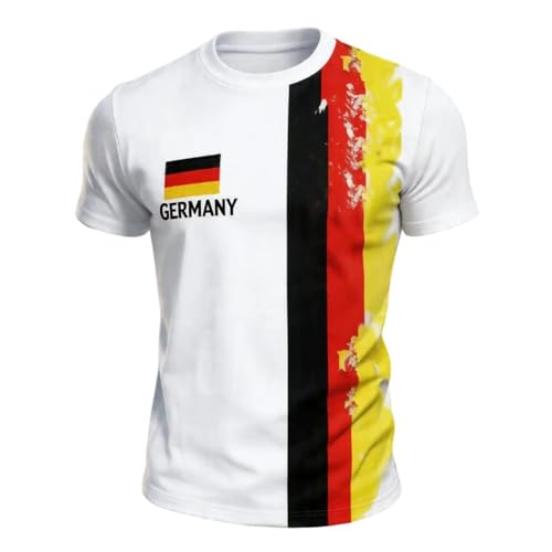 Deutschland T-Shirt Herren Retro Fußball Trikot mit Adler WM 2026 Fußballfans Tee Top Kurzarm Deutschland-Symbol T Shirt Deutsche Flagge Freizeitshirt Klassische Sommer Germany Tshirt (001 Weiß, XXL)