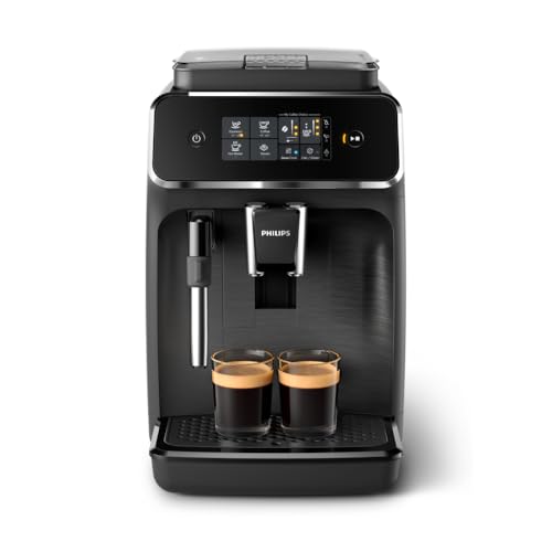 Philips 2200 Series Kaffeevollautomat - 2 Kaffeespezialitäten, Touch-Display, klassischer Milchaufschäumer, Keramikmahlwerk, Mattschwarz (EP2220/10), Schwarz