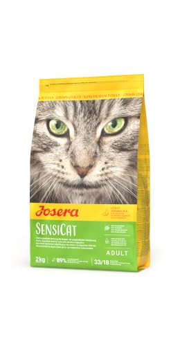 JOSERA SensiCat (2kg) | Katzenfutter trocken für empfindliche Katzen | Adult | Geflügel & Reis | Premium Trockenfutter - weizenfrei & extra verträglich | Gegen Harnsteine & Haarballenbildung