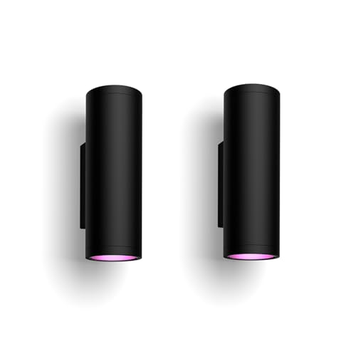 Philips Hue Appear White and Color Ambiance, Smart LED-Wandleuchte für den Außenbereich, dimmbar, bis zu 16 Mio. Farben, steuerbar via App, kompatibel mit Amazon Alexa (Echo, Echo Dot) 2er Pack