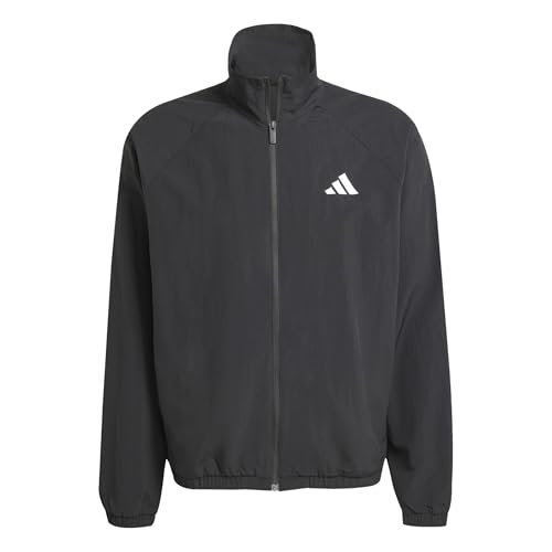adidas Men's ESSENTIALS SMALL LOGO WINDBREAKER, Black/White, XL