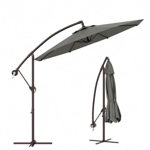 GarveeLife Sonnenschirm 300cm Ampelschirm mit Kurbel & Ständer - Grau