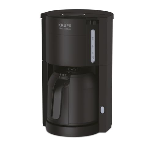 Krups Pro Aroma KM303810| Filterkaffeemaschine 1 Liter Fassungsvermögen | mit Thermokanne | 800 Watt | für 10-15 Tassen Kaffee | schwarz