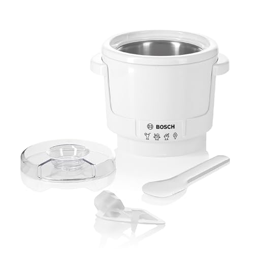 Bosch Eisbereiter MUZ5EB2, Zubehör passend für Küchenmaschine Serie 4, 550ml, selbstgemachtes Eis, Sorbet, Frozen Yoghurt, Eismaschine