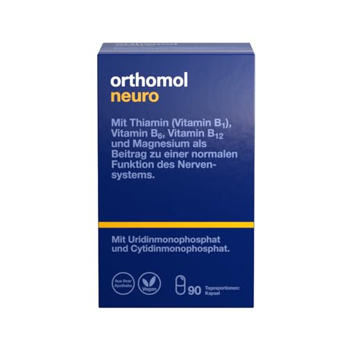 Orthomol Neuro mit Thiamin (Vitamin B1), Vitamin B6, B12 und Magnesium - als Beitrag zu einer normalen Funktion des Nervensystems - Kapseln, 90 St. Tagesportionen