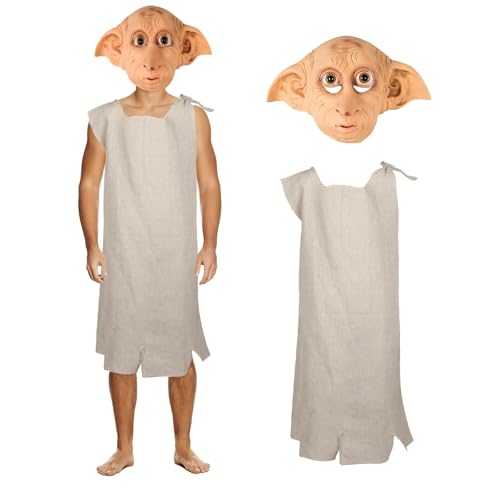 SINSEN Dobby Kostüm Maske für Erwachsene Latex Hauself Dobby Cosplay Kostüm mit Elf Maske für Maskerade Partys