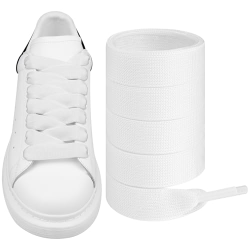 Endoto Schnürsenkel für Alexander McQueen Schuhe, Ersatz Flache Breite Schuhbänder Shoelaces Laces für Mc Queen Sneaker (Weiß, 45 Zoll)