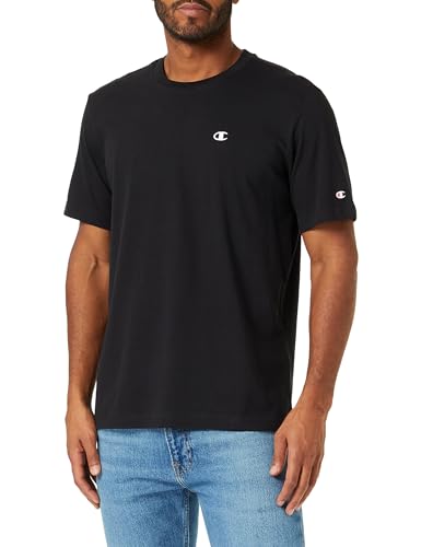 Champion Legacy Basics-S-s Crewneck T-Shirt für Herren, Schwarz, Medium