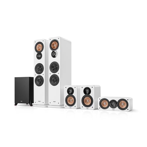 Teufel Ultima 40 Mk4 5.1 Soundsystem Home Cinema Surround Sound System | Heimkino mit Mächtiger Subwoofer, Bassreflex, Kevlar Mitteltöner - weiß
