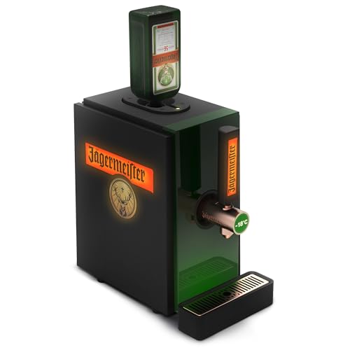 Jägermeister Shot Machine 2.0 – Kräuterlikör bei -18°C zapfen – Meisterhafte Shots servieren – Die Zapfmaschine mit Kühlung passt auf Flaschengrößen 0,35l - 0,5l - 0,7l - 1l – 22,0 x 39,5 x 40,7 cm