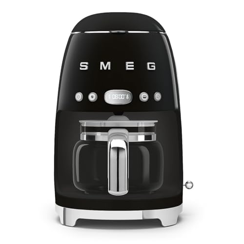 Smeg, DCF02BLEU, Filter-Kaffeemaschine, Aroma und Autostart-Funktion, Glaskaraffe bis 12 Tassen, 2 Intensitätsniveaus, Warmhaltefunktion, 1050W, Schwarz