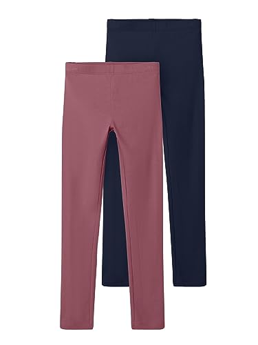 NAME IT Mädchen Nkfvivian 2p Noos Leggings, Deco Rose/Pack:packed With Dark Sapphire, 122-128 EU