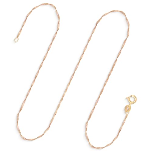EDELIND 333 Goldkette Damen Echtgold, 1 mm Singapurkette, 50 cm Länge